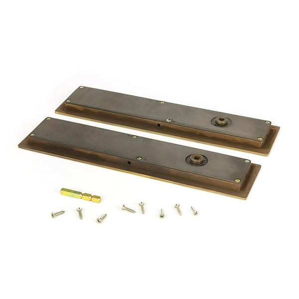 Aged Brass 250mm Plain Rectangular Pull - Privacy Set | From The Anvil-Cabinet Pulls-Yester Home