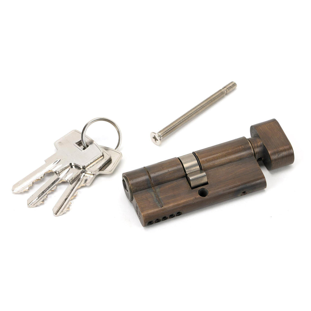 Aged Brass 35/35 5pin Euro Cylinder/Thumbturn KA | From The Anvil - Euro Cylinders - From The Anvil - Yester Home