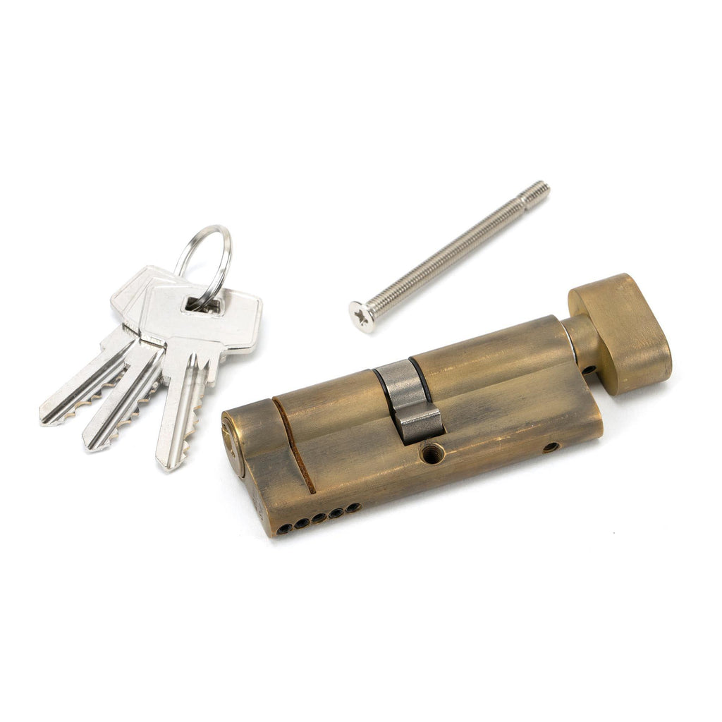 Aged Brass 40/40 5pin Euro Cylinder/Thumbturn | From The Anvil - Euro Cylinders - From The Anvil - Yester Home