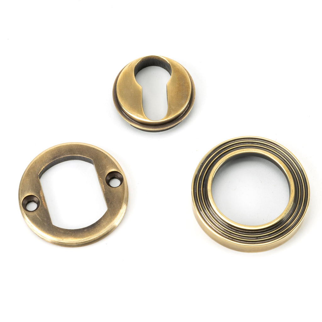 Aged Brass Round Euro Escutcheon (Beehive) | From The Anvil - Euro Escutcheons - From The Anvil - Yester Home