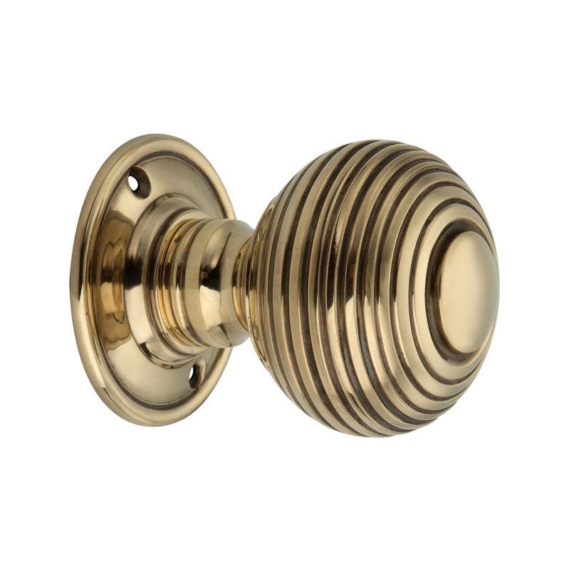 Beehive Large 60mm Mortice Door Knob Aged Brass-Mortice Door Knobs-Yester Home