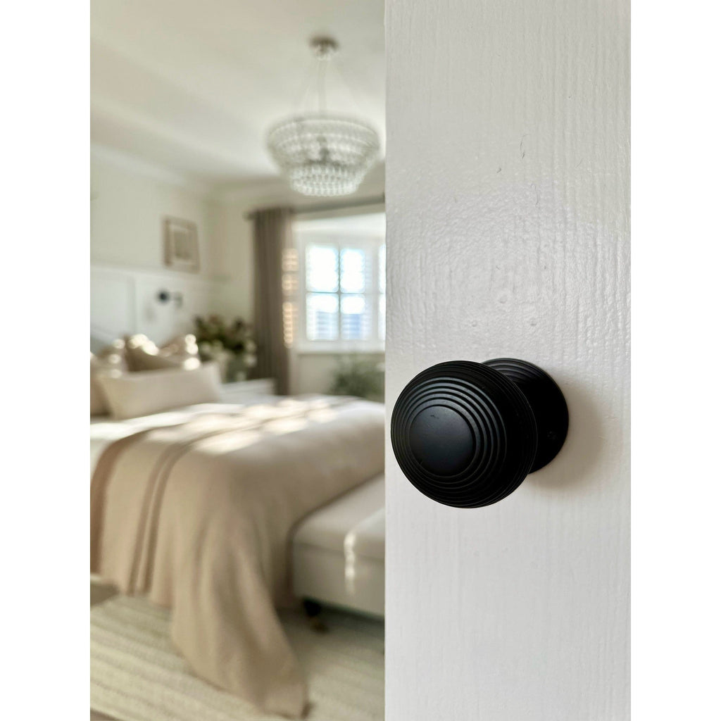 Beehive Large 60mm Mortice Door Knob Matt Black - Mortice Door Knobs - Spira Brass - Yester Home