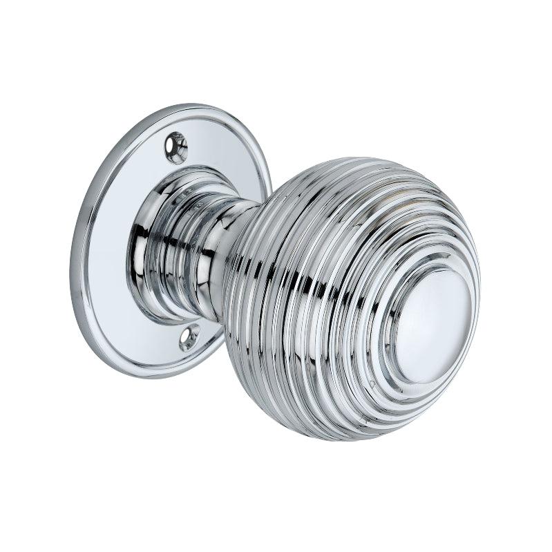 Beehive Large 60mm Mortice Door Knob Polished Chrome-Mortice Door Knobs-Yester Home