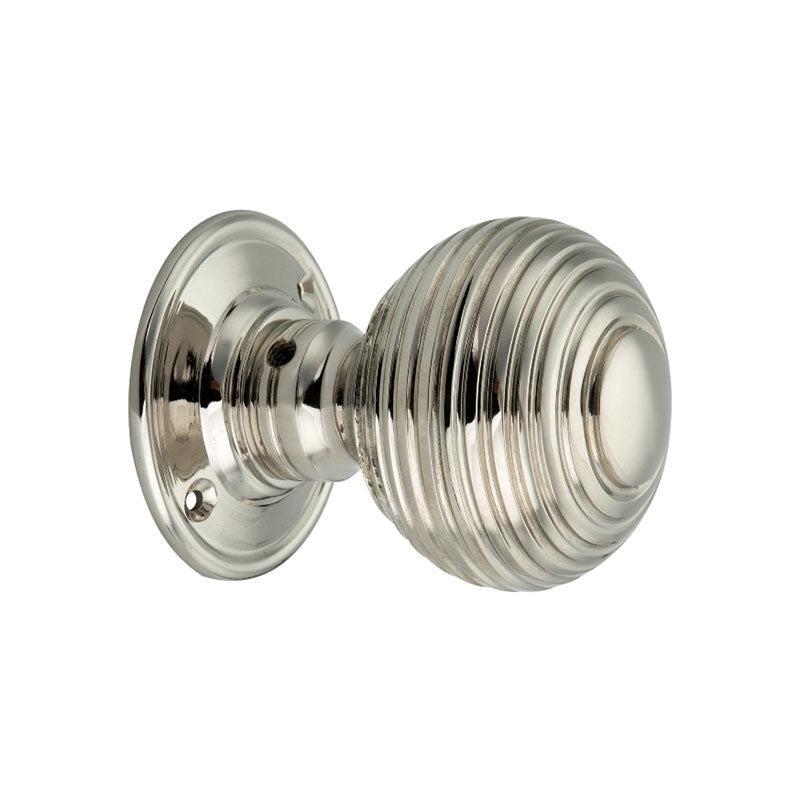 Beehive Large 60mm Mortice Door Knob Polished Nickel-Mortice Door Knobs-Yester Home