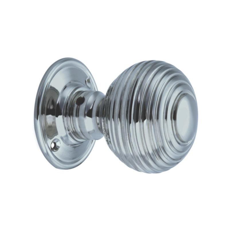 Beehive Large 60mm Mortice Door Knob Satin Chrome-Mortice Door Knobs-Yester Home