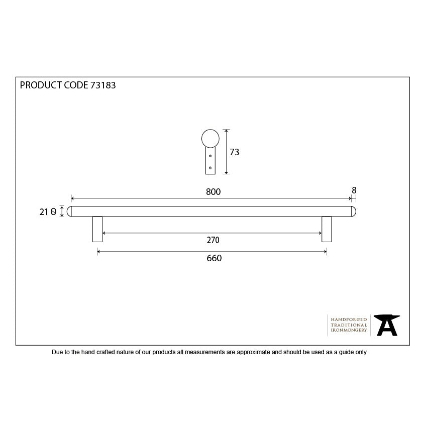 Beeswax 800mm Pull Handle | From The Anvil-Pull Handles-Yester Home
