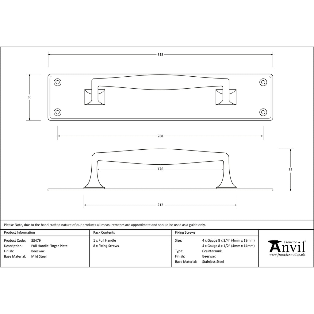 Beeswax Pull Handle on Backplate | From The Anvil-On Backplate-Yester Home