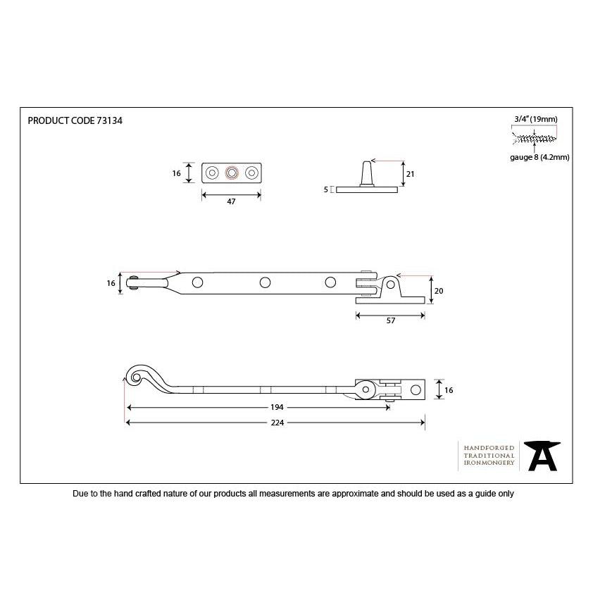 Black 8" Rosehead Stay | From The Anvil-Stays-Yester Home