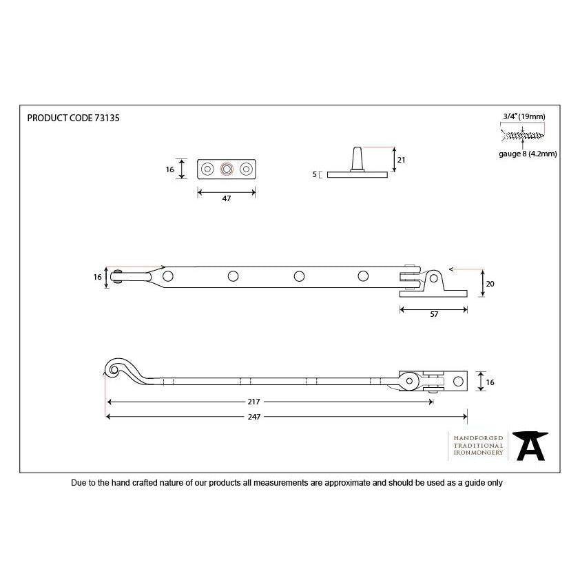 Black 9" Rosehead Stay | From The Anvil-Stays-Yester Home