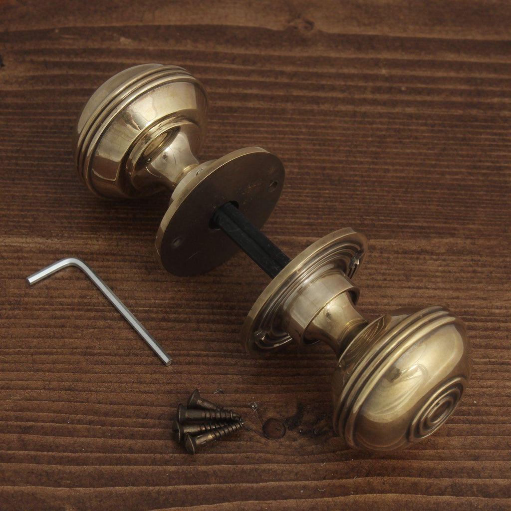 Bloxwich 50mm Rim/Mortice Door Knob Aged Brass-Rim Door Knobs-Yester Home