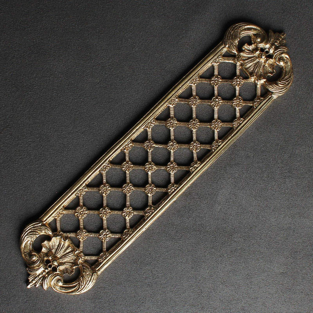 Brass Lattice Door Push Plate-Finger Plates-Yester Home