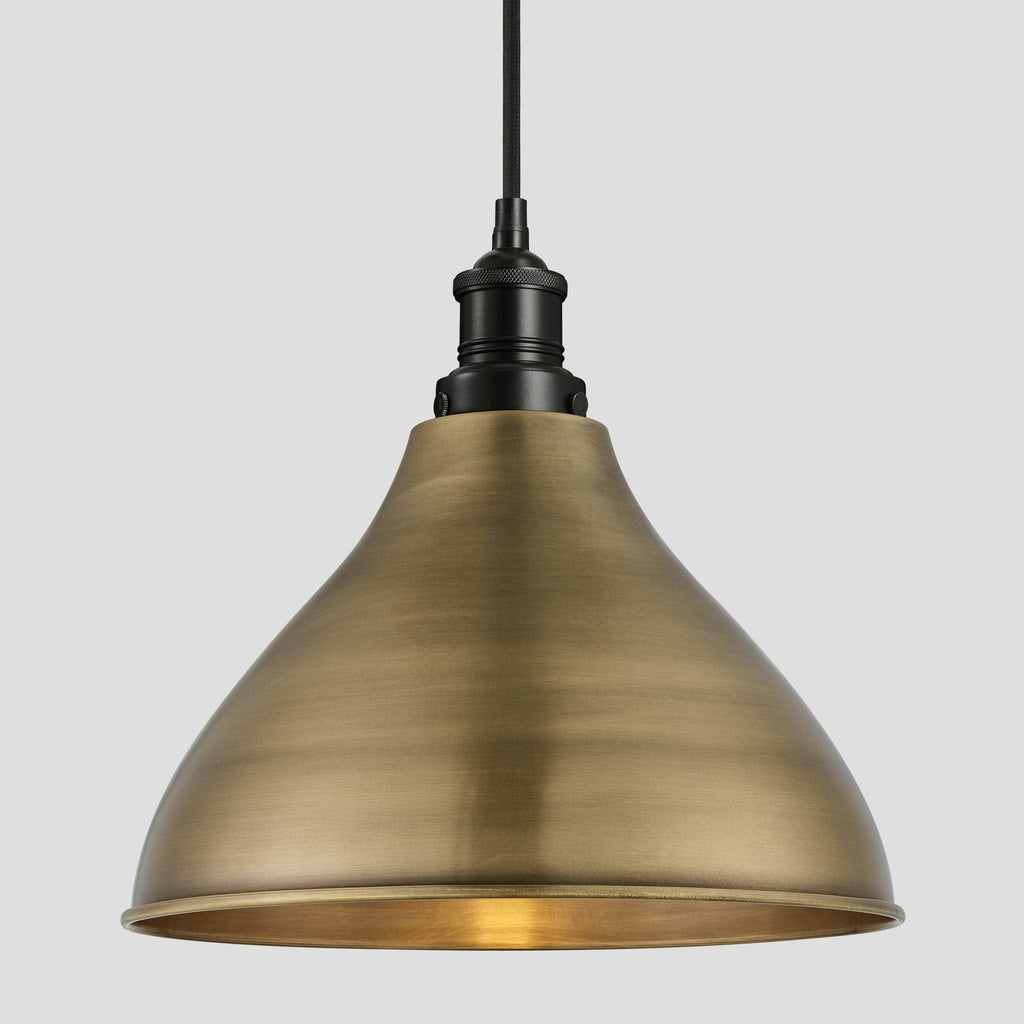 Brooklyn Cone Pendant - 12 Inch - Brass-Ceiling Lights-Yester Home