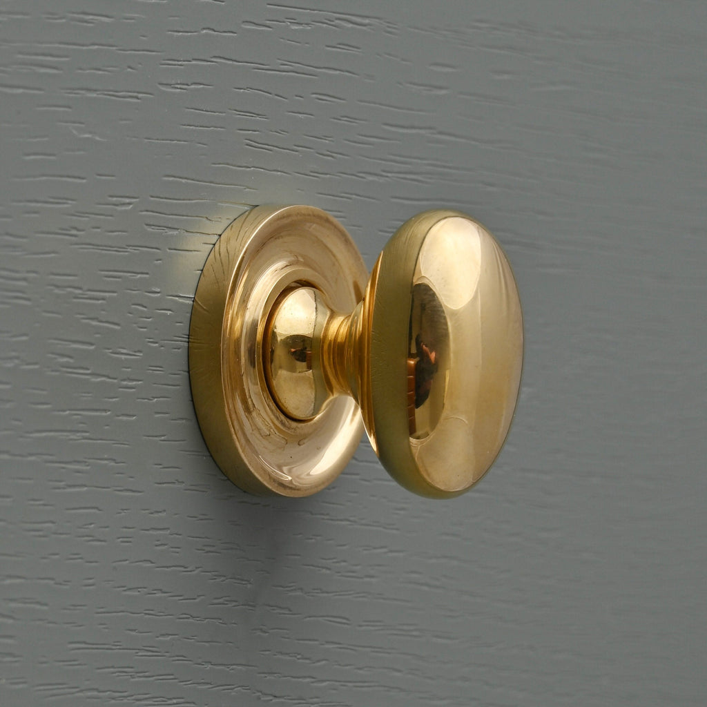 Classic Polished Brass Oval Cupboard Knob-Cabinet Knobs-Yester Home