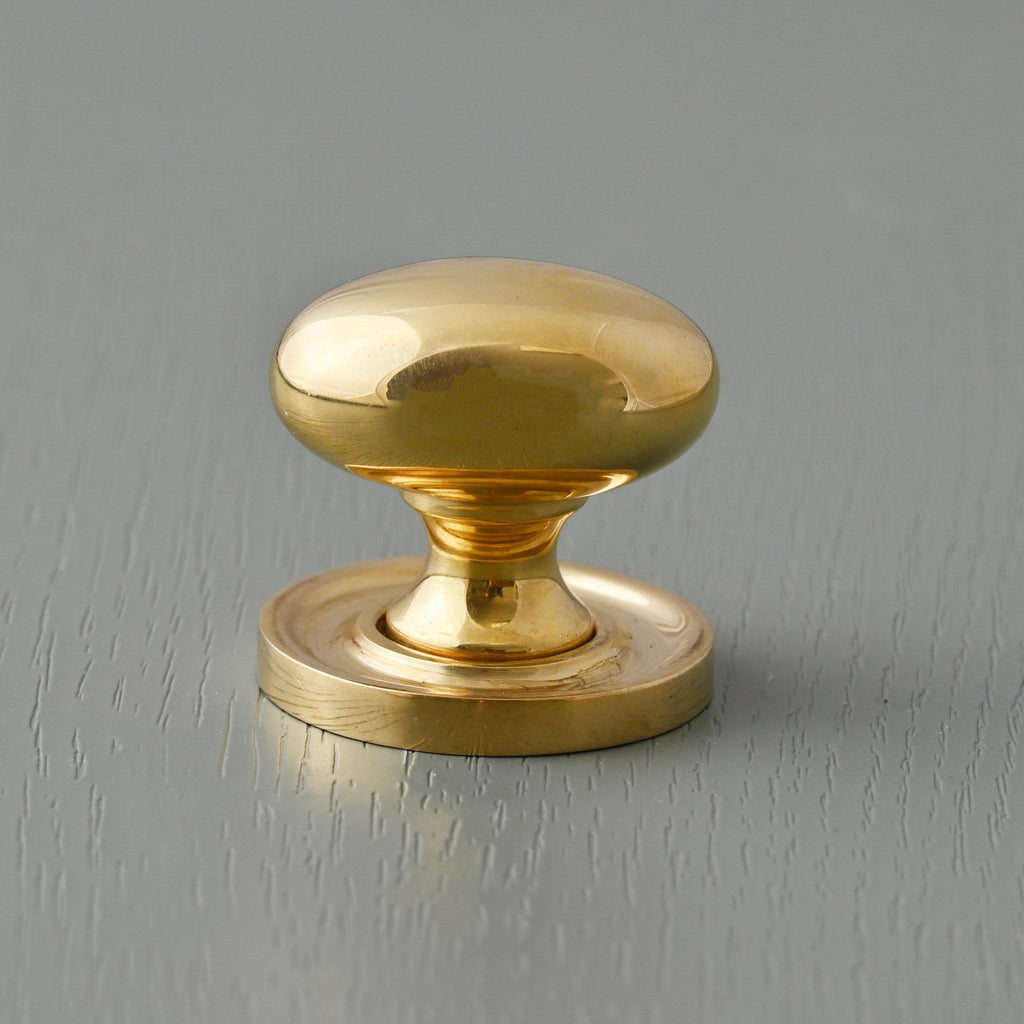 Classic Polished Brass Oval Cupboard Knob-Cabinet Knobs-Yester Home