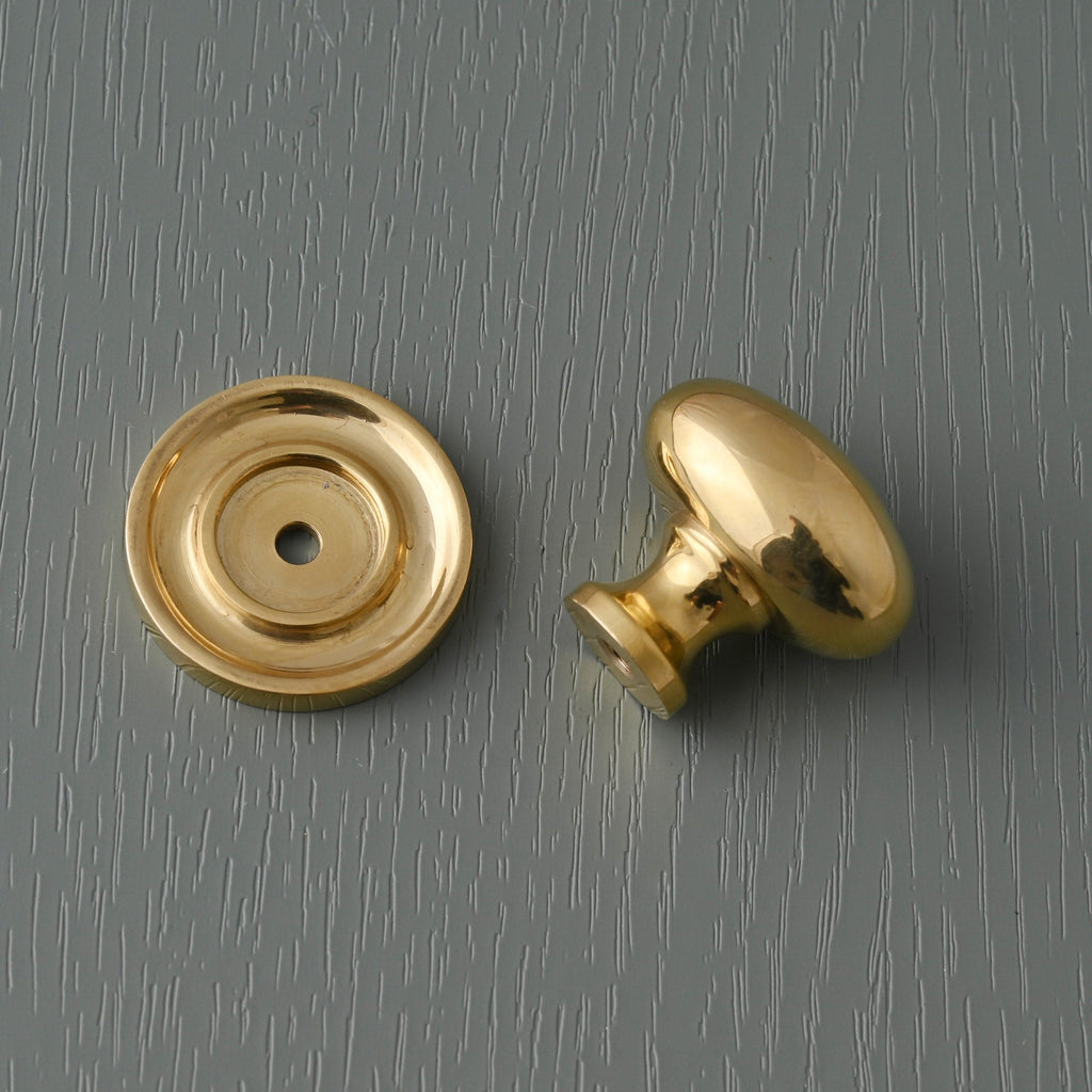 Classic Polished Brass Oval Cupboard Knob-Cabinet Knobs-Yester Home