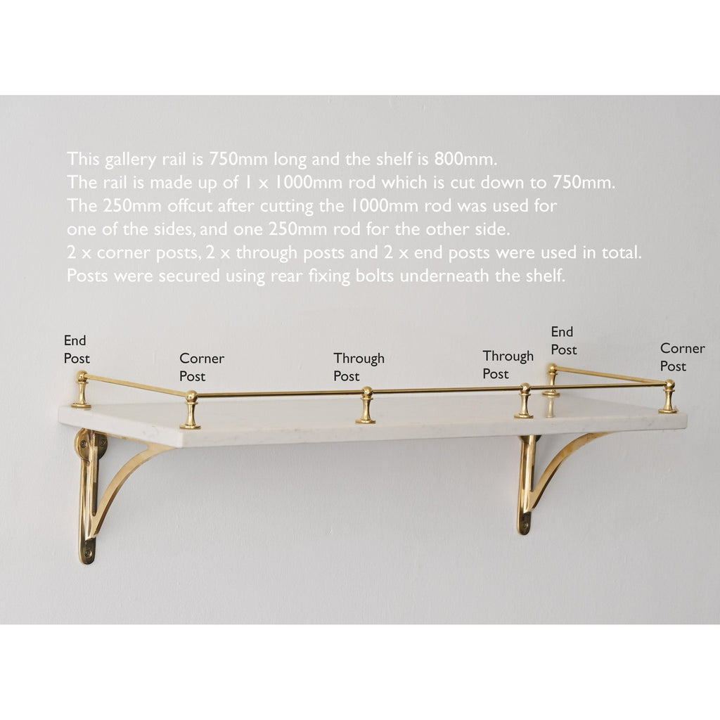 Classic Polished Brass Gallery Shelf Rail-Gallery Rails-Yester Home