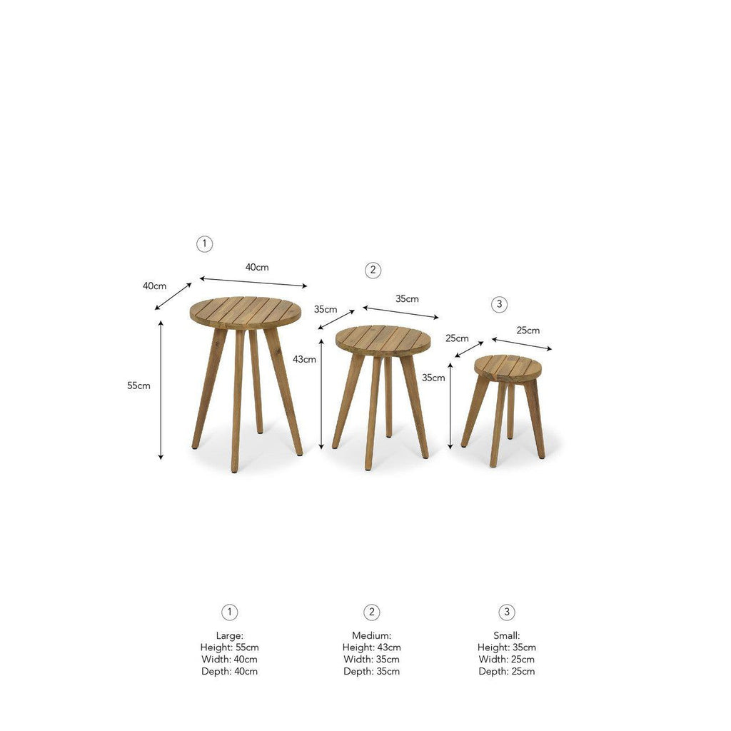 Cottenham Side Tables | Set of 3 | Natural - Outdoor Dining Tables & Sets - Garden Trading - Yester Home