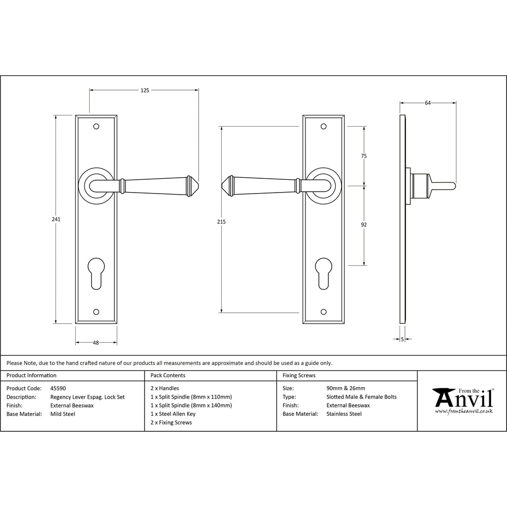 External Beeswax Regency Lever Espag. Lock Set | From The Anvil-Espagnolette-Yester Home