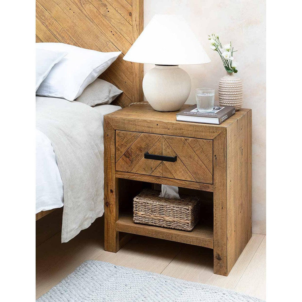 Fawley Chevron Bedside Table | Natural - Bedroom - Garden Trading - Yester Home