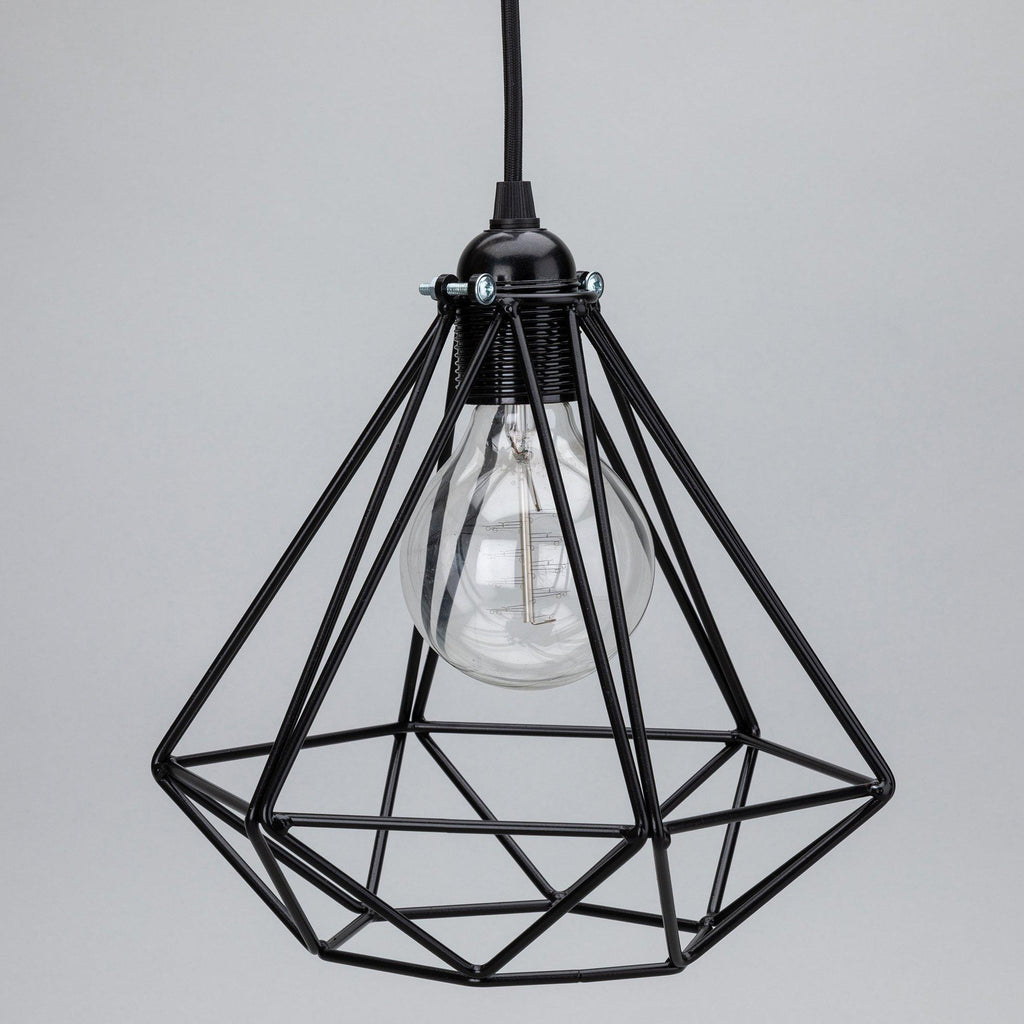 Handmade Diamond Cage Raw Steel Wire Pendant Shade-Lampshade-Yester Home