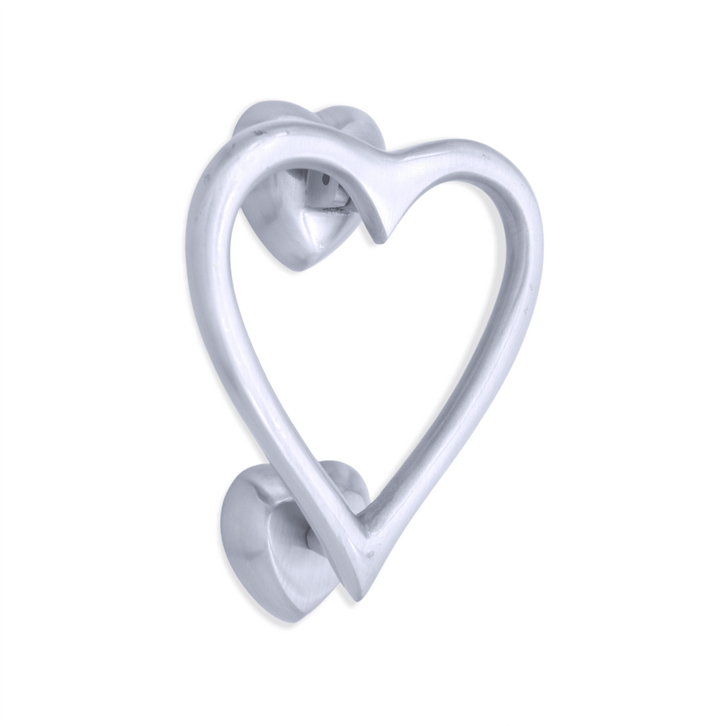 Heart Door Knocker Satin Chrome-Door Knockers-Yester Home