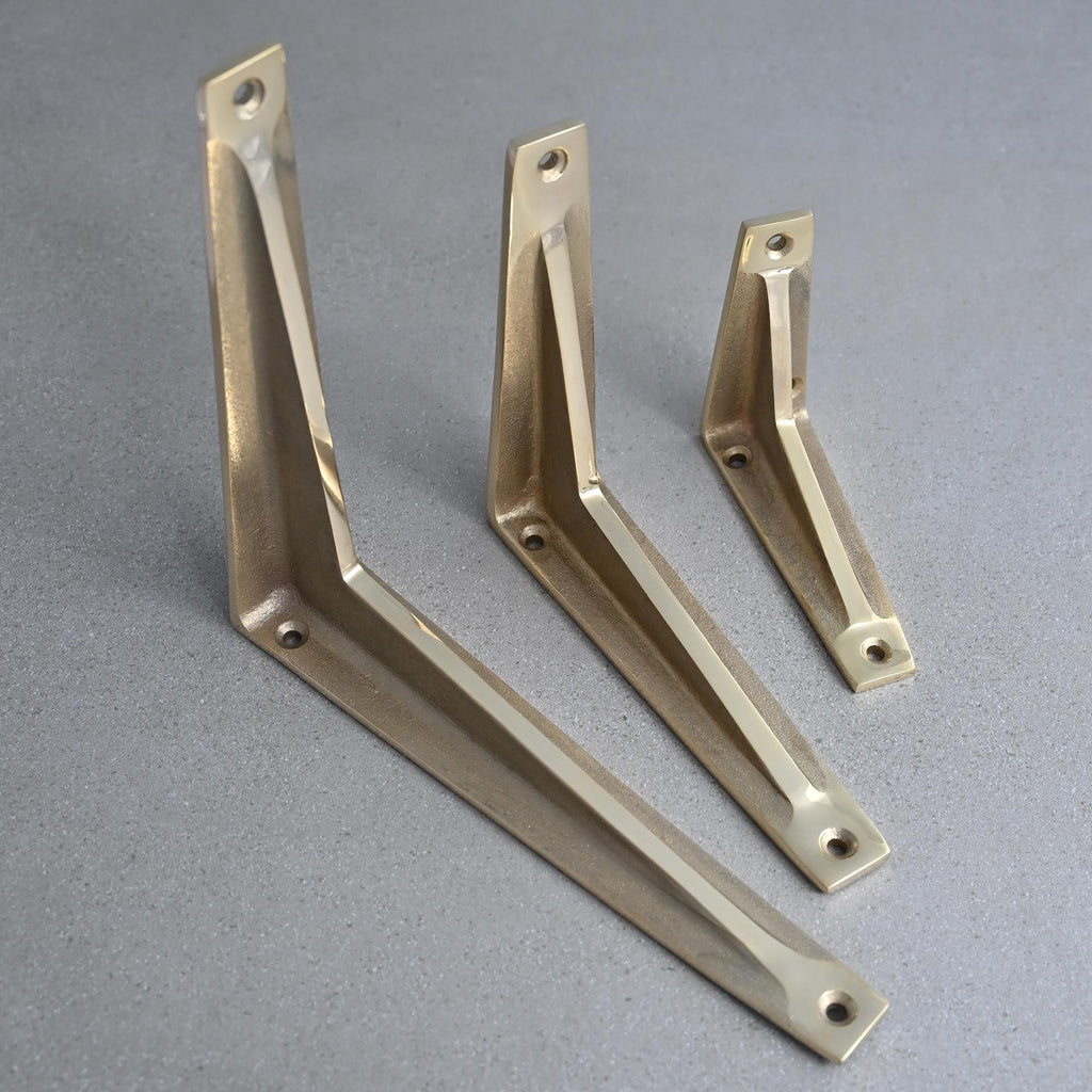 Heritage Solid Brass Shelf Bracket-Brass Shelf Brackets-Yester Home