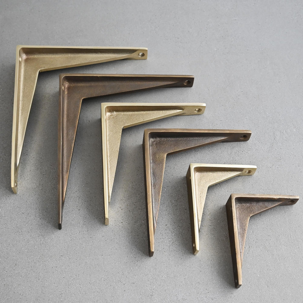 Heritage Solid Brass Shelf Bracket-Brass Shelf Brackets-Yester Home