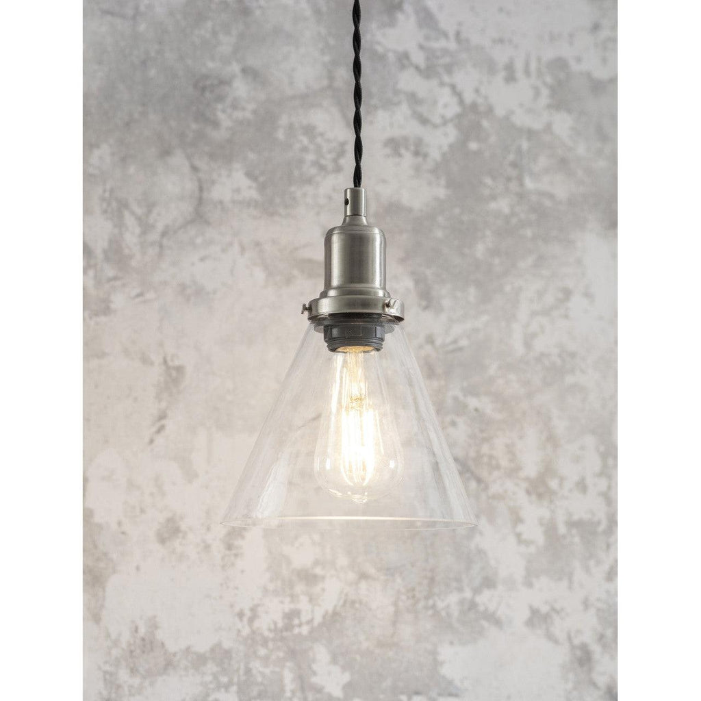 Hoxton Cone Pendant Light - Satin Nickel-Pendant & Ceiling Lights-Yester Home