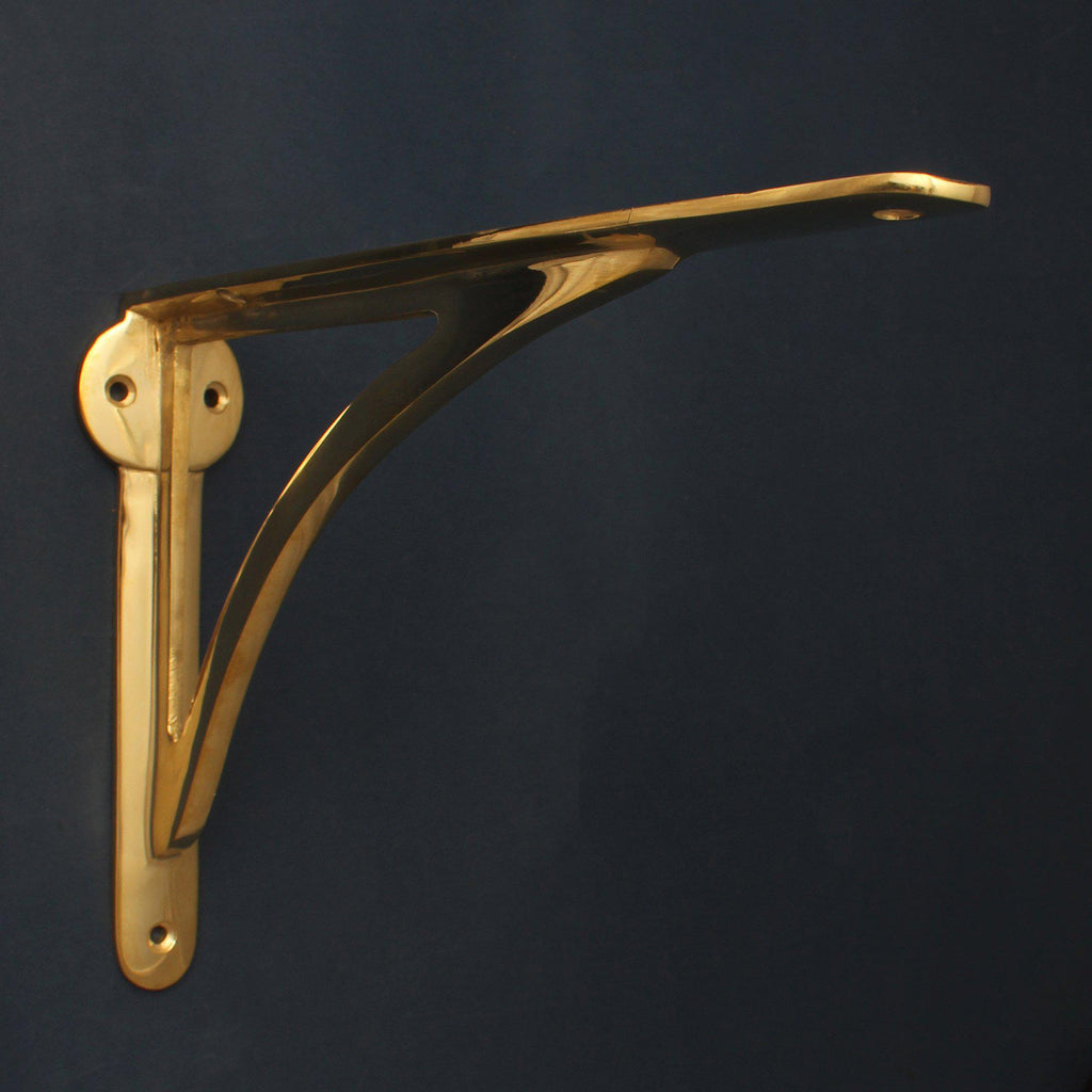 Ironbridge Polished Brass Shelf Brackets | 4.5/6/7/8/10"-Brass Shelf Brackets-Yester Home