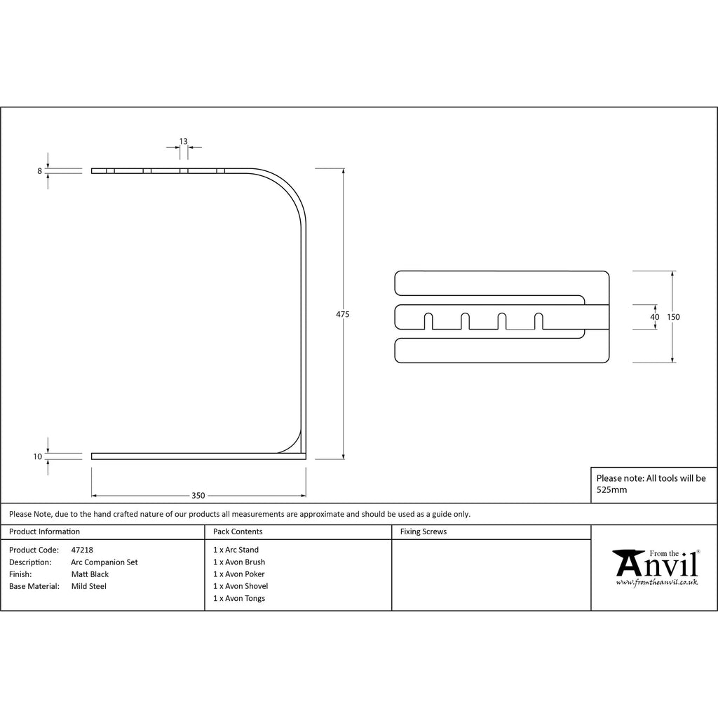 Matt Black Arc Companion Set - Avon Tools | From The Anvil-Companion Sets-Yester Home