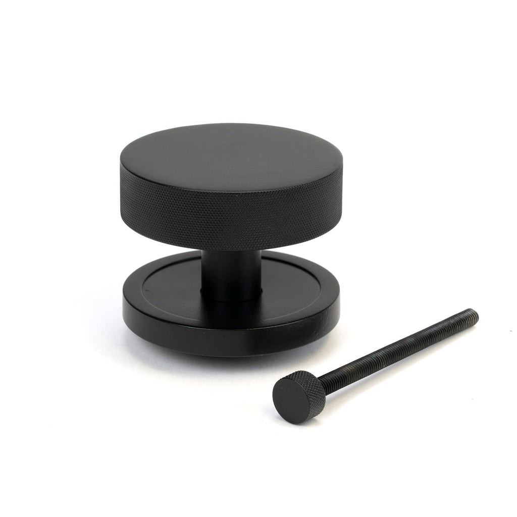 Matt Black Brompton Centre Door Knob (Plain) | From The Anvil-Centre Door Knobs-Yester Home