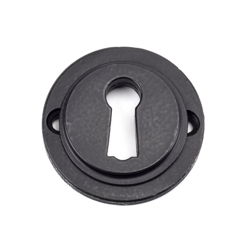 Matt Black Round Escutcheon (Art Deco) | From The Anvil-Escutcheons-Yester Home