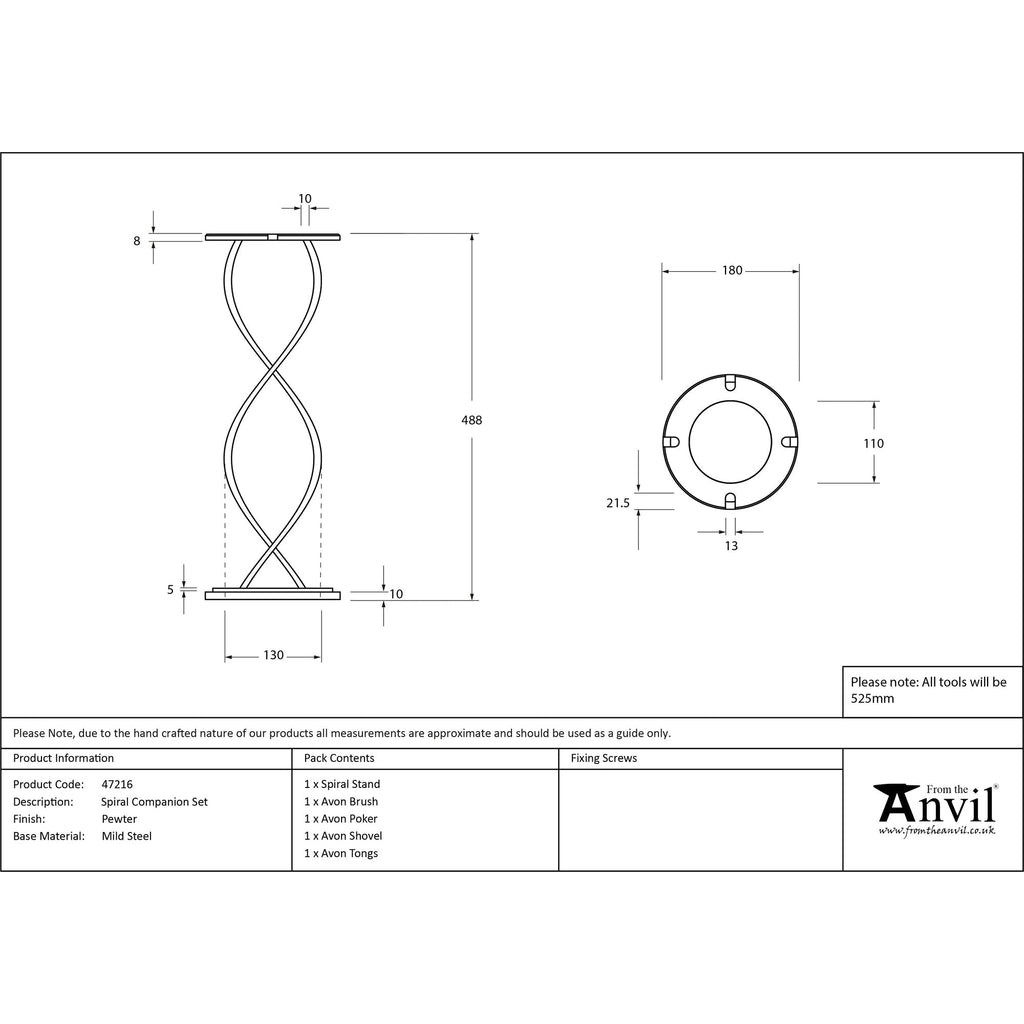 Pewter Spiral Companion Set - Avon Tools | From The Anvil-Companion Sets-Yester Home