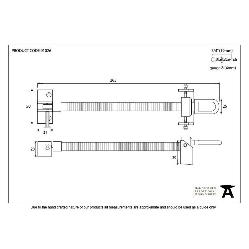 Polished Brass 12" Fanlight Screw Opener | From The Anvil-Fanlight Openers-Yester Home