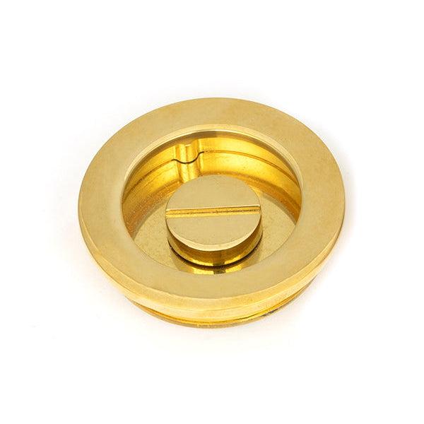 Polished Brass 60mm Plain Round Pull - Privacy Set | From The Anvil-Cabinet Pulls-Yester Home