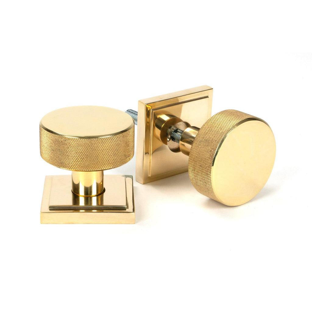 Polished Brass Brompton Mortice/Rim Knob Set Knob (Square) | From The Anvil - Mortice Knobs - From The Anvil - Yester Home