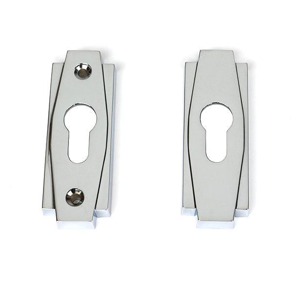 Polished Chrome Art Deco Euro Escutcheon (Set) | From The Anvil-Euro Escutcheons-Yester Home