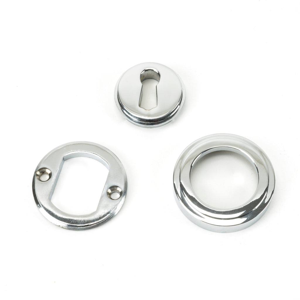 Polished Chrome Round Escutcheon (Art Deco) | From The Anvil-Escutcheons-Yester Home