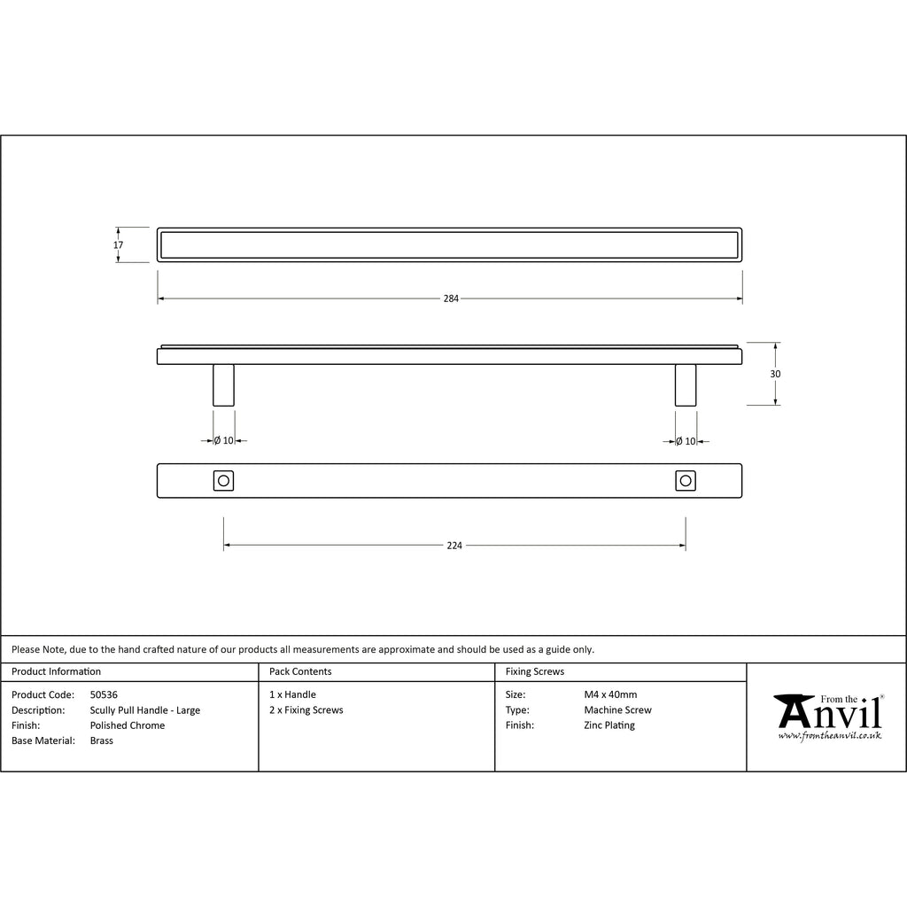 Polished Chrome Scully Pull Handle - Large | From The Anvil-Pull Handles-Yester Home