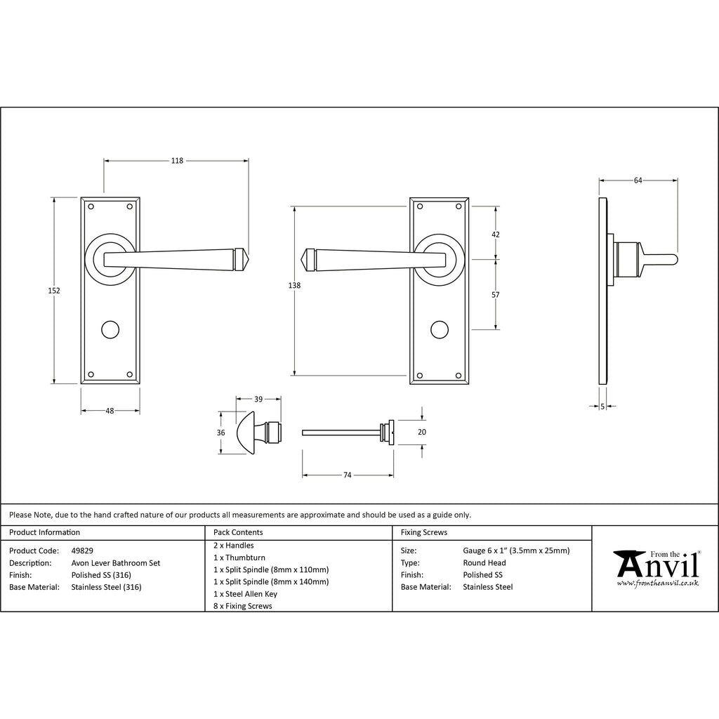 Polished Marine SS (316) Avon Lever Bathroom Set | From The Anvil-Lever Bathroom-Yester Home