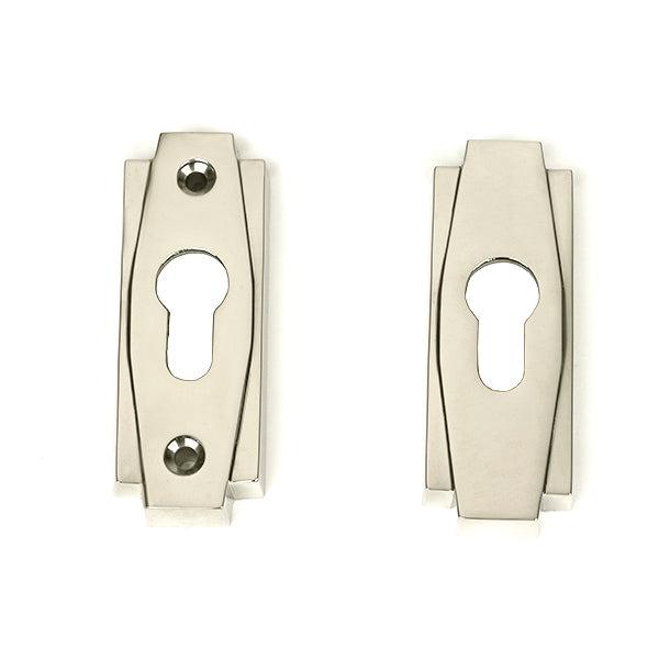 Polished Nickel Art Deco Euro Escutcheon (Set) | From The Anvil-Euro Escutcheons-Yester Home