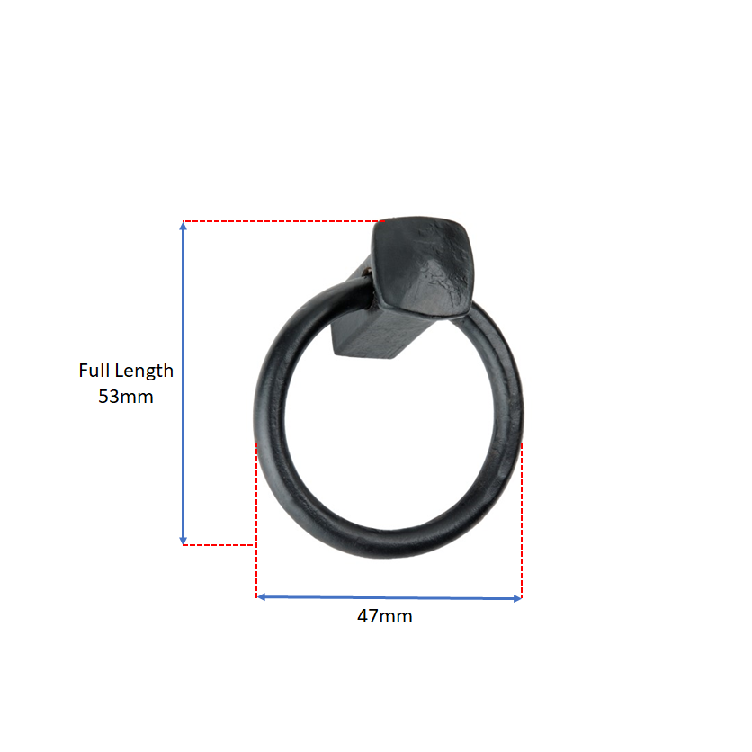 Quadrate Ring Drop Pull Matt Black-Ring Drop Pulls-Yester Home