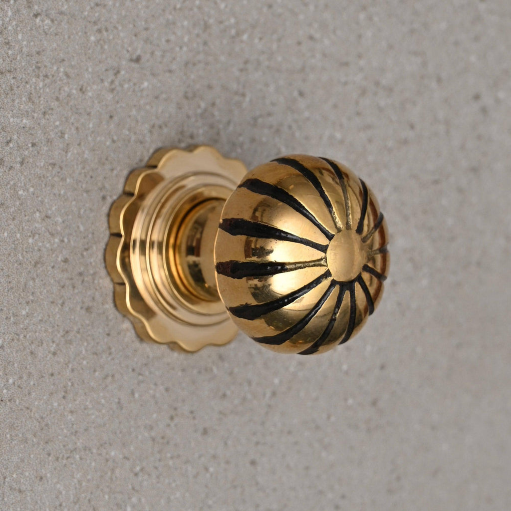 Reeded Cup Pull & Cabinet Knobs | Polished Brass-Cabinet Knobs-Yester Home