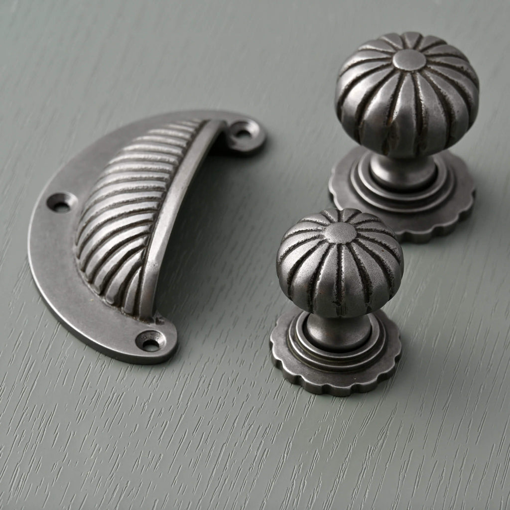 Reeded Cup Pull & Cabinet Knobs | Iron - Cabinet Handles - Yester Home - Yester Home