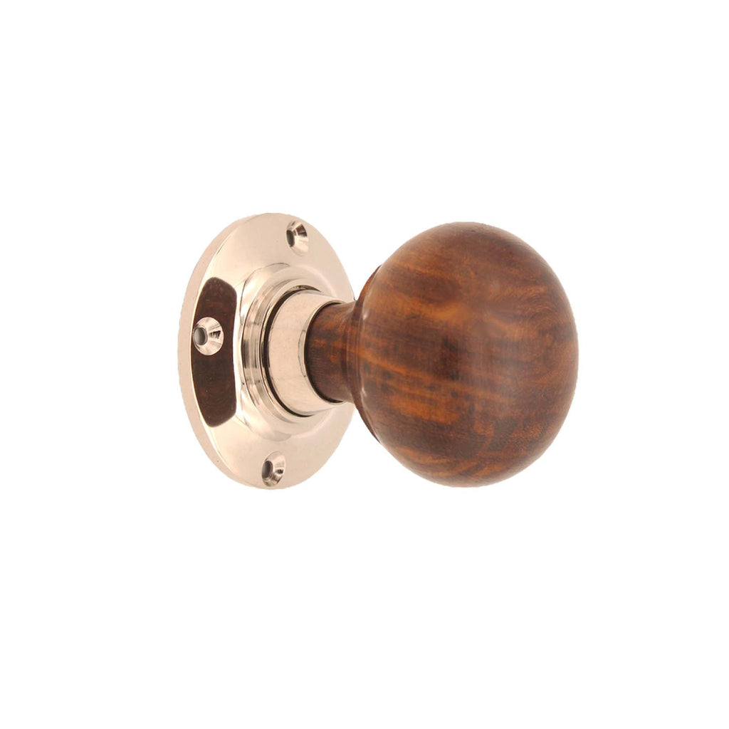 Rosewood Bun Rim/Mortice Door Knob Polished Nickel-Rim Door Knobs-Yester Home