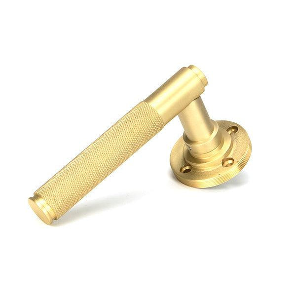 Satin Brass Newbury Lever on Rose Set (Art Deco) - Unsprung | From The Anvil-Concealed-Yester Home