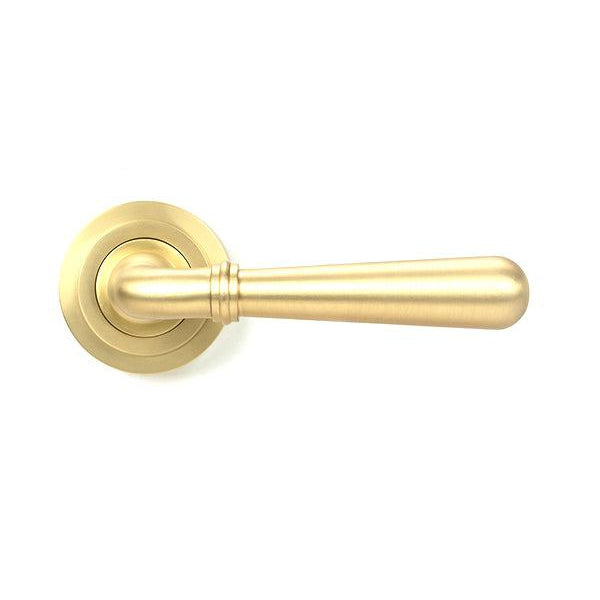 Satin Brass Newbury Lever on Rose Set (Art Deco) - Unsprung | From The Anvil-Concealed-Yester Home