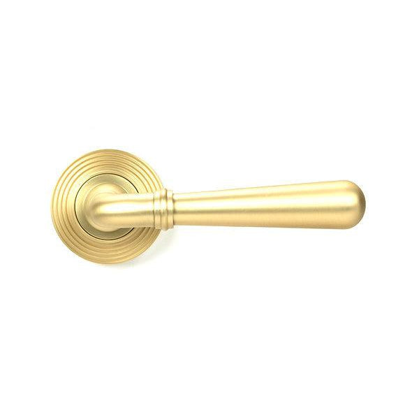 Satin Brass Newbury Lever on Rose Set (Beehive) - Unsprung | From The Anvil-Concealed-Yester Home