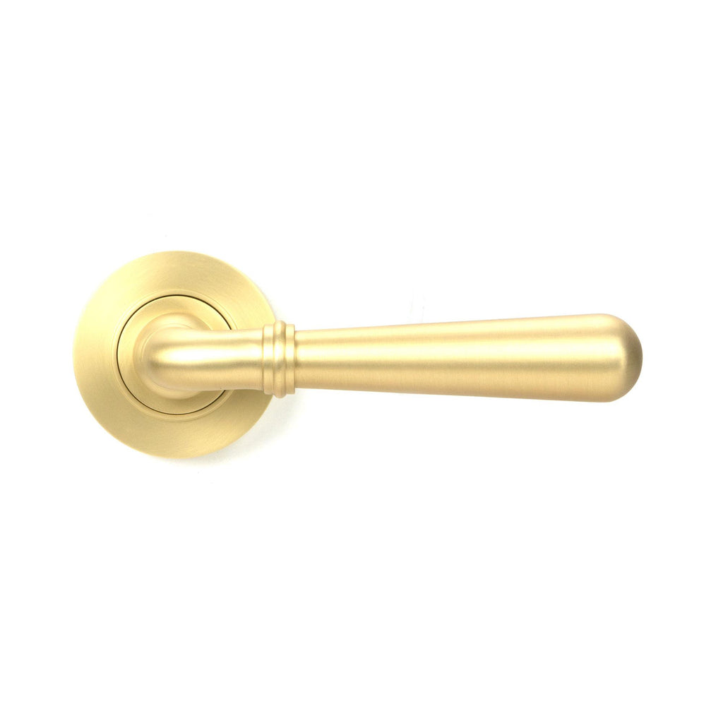 Satin Brass Newbury Lever on Rose Set (Plain) - Unsprung | From The Anvil-Concealed-Yester Home