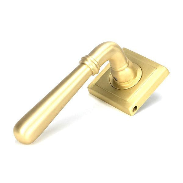 Satin Brass Newbury Lever on Rose Set (Square) - Unsprung | From The Anvil-Concealed-Yester Home